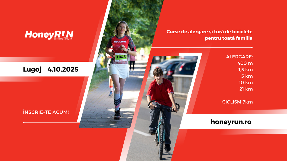 HoneyRun Lugoj 2025: O sărbătoare a mișcării pentru întreaga familie pe 4 octombrie. Înscrieri gratuite pentru cursele de alergare și ciclism dedicate comunității