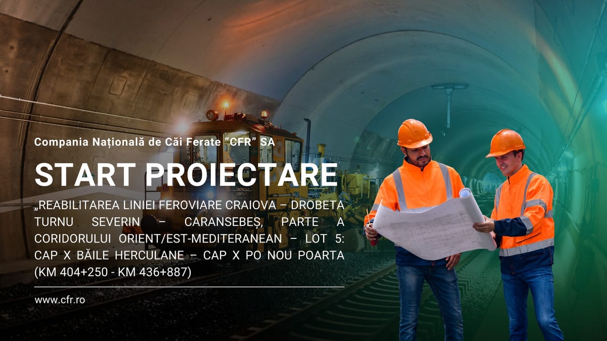 Reabilitarea liniei Craiova – Caransebeș intră în fază practică: Tehnologie europeană pe 32 de km și un tunel nou de 1.279 de metri, capodopera proiectului feroviar